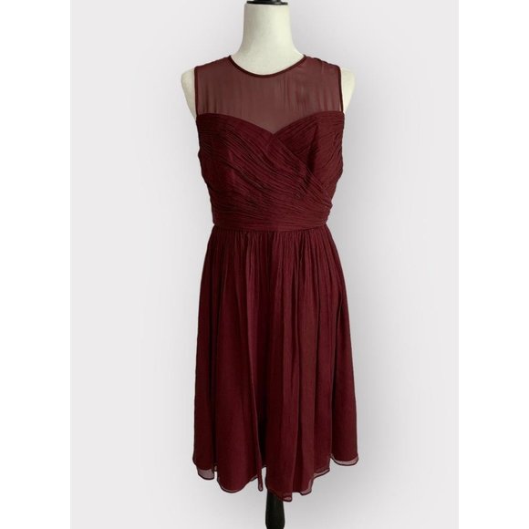 J. Crew 8 Silk Chiffon Cocktail Dress Party Dark Red Special Occasion - Picture 1 of 5